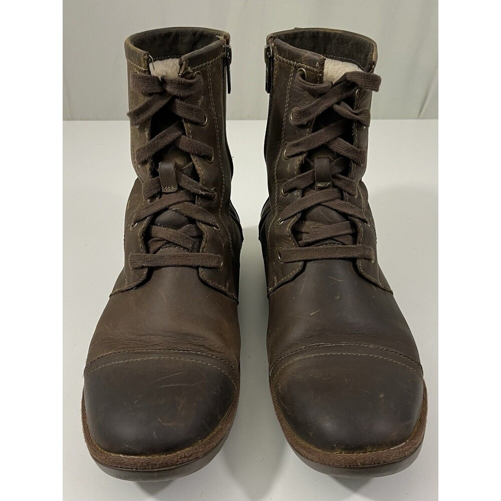 UGG Ashbury Boots Women's 9 Brown Leather Waterproof Lace-Up Wool Lined Combat - Picture 8 of 12